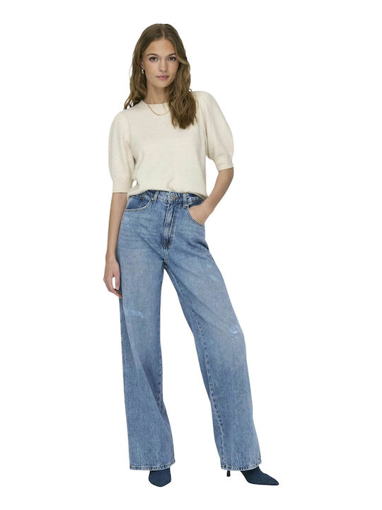 Hope Women's Jean Trousers in Wide Line Light Blue Denim Blue