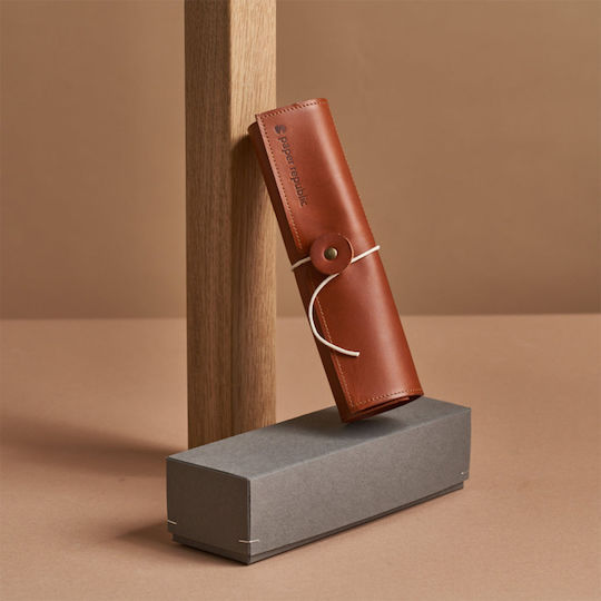 Paper Republic Le Porte Plume Leather Pen Case for 1 Pen in Tabac Brown Color