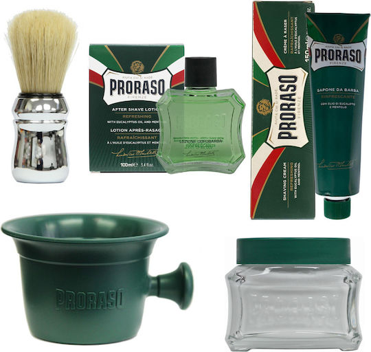 Proraso Eucalyptus Beard & Moustache Grooming Set with Pre Shave 100ml, Cream 150ml, After Shave 100ml, Brush & Ball