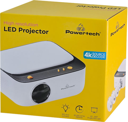 Powertech PT-1307 Projektor LCD Full HD LED-Lampe mit Eingebauten Lautsprechern Weiß