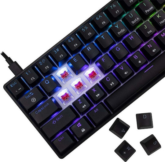 White Shark Shinobi 2 Gaming Mechanical Keyboard 60% with Custom Red switches and RGB lighting (English US)