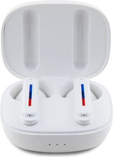 BMW Printed Logos In-ear Bluetooth Handsfree Earphones with Charging Case White