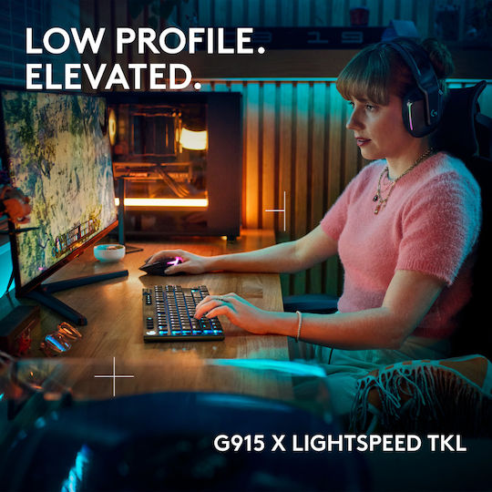 Logitech G915 X Lightspeed Wireless Gaming Mechanical Keyboard Tenkeyless with GL Linear switches and RGB lighting (English US)
