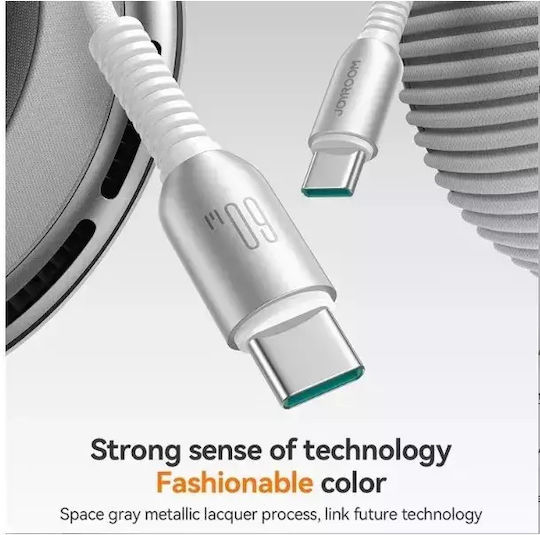 Joyroom S-A51 Плетен Кабел USB-C Мъжки - USB-C 60W Захранване PD Сив 1.2м