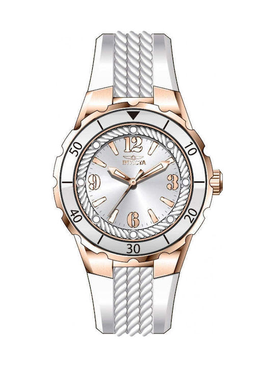 Invicta Angel Womens Watch 38mm Battery with White Rubber Strap