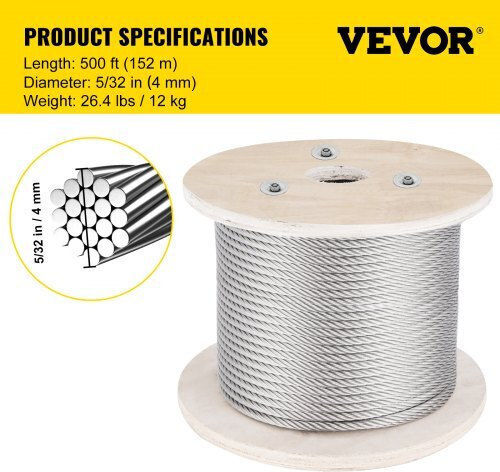 Vevor Καλώδιο 152.4m (GSS1X19-4MM152M01V0) 1τμχ