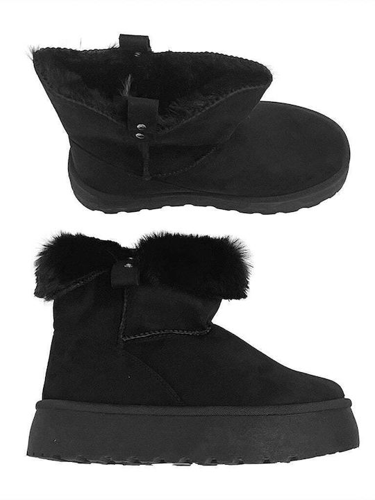 Women's Ankle Boots with Fur Black