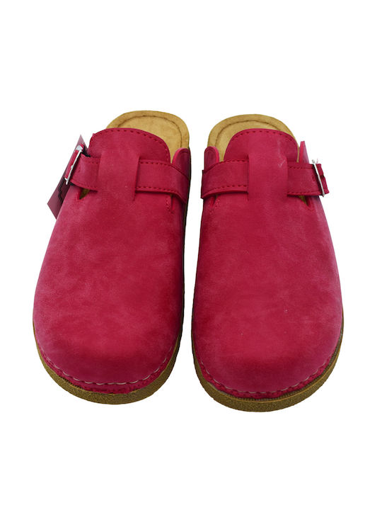 Naturelle Anatomical Leather Women's Slippers in Red color