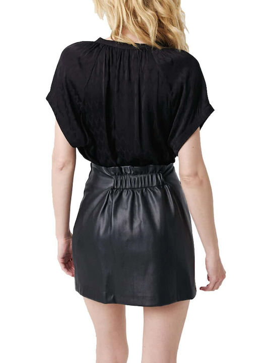 Art Love Leather High-waisted Mini Skirt Envelope Black