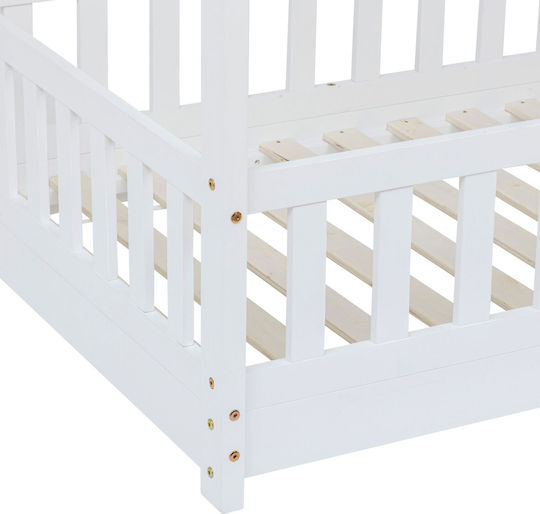 Kids Bed Montessori Single White for Mattress 90x190cm
