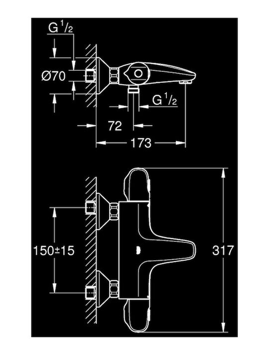 Grohe Grohtherm 1000 Αναμεικτική Μπαταρία Μπανιέρας Ασημί Grohe Grohtherm 1000 Αναμεικτική Μπαταρία Μπανιέρας Ασημί