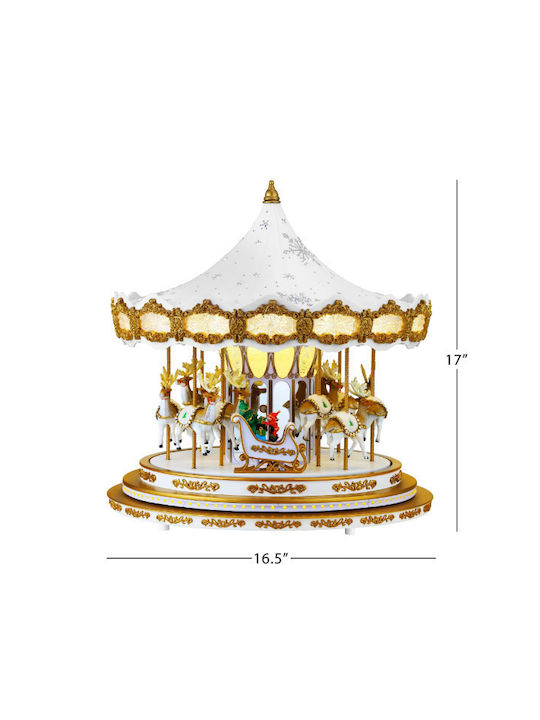 Carousel Χριστουγεννιάτικο Φωτιζόμενο Διακοσμητικό Καρουζέλ Λευκό 44cm