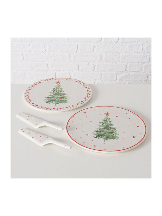 MSA Set Weihnachtliche Platten Porzellan Weiß D30cm. 2Stück