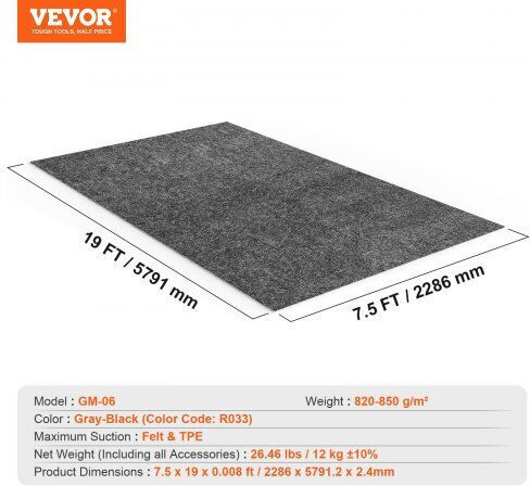 Covor de Garaj Vevor 2,3 X 5,79 M Protecție Impermeabilă pentru Mașini Ckdt7619hhs0gtf4qv0