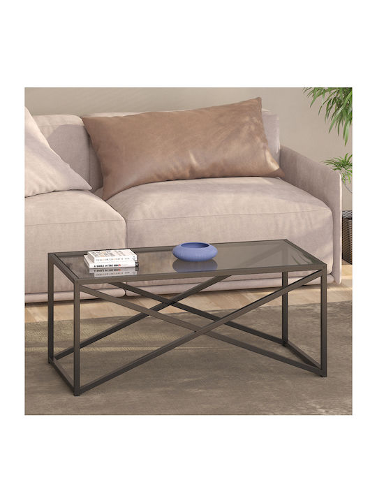 Square Coffee Table Fuaca Glass Μαύρη Απόχρωση L80xW80xH45cm.