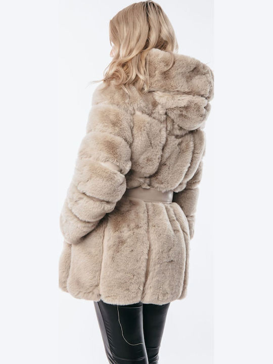 Women's Short Fur Beige