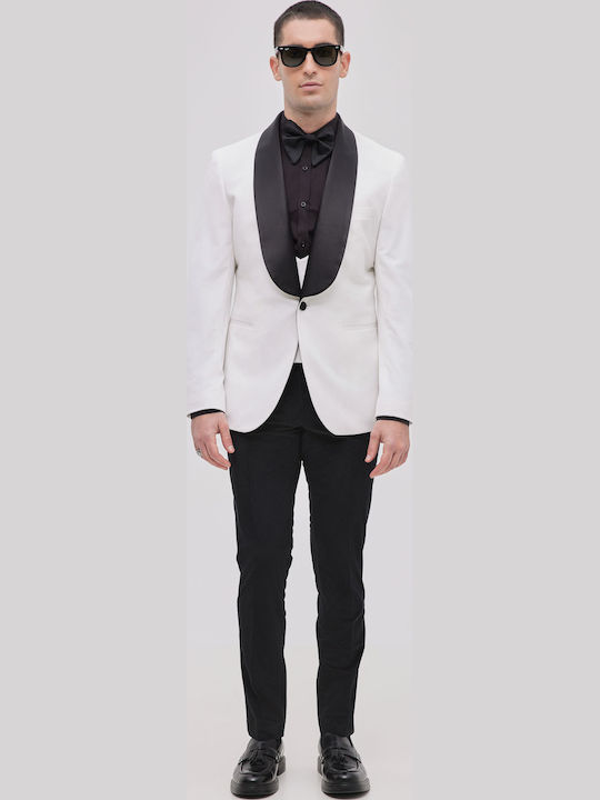 Men's Winter Suit Jacket Slim Fit White