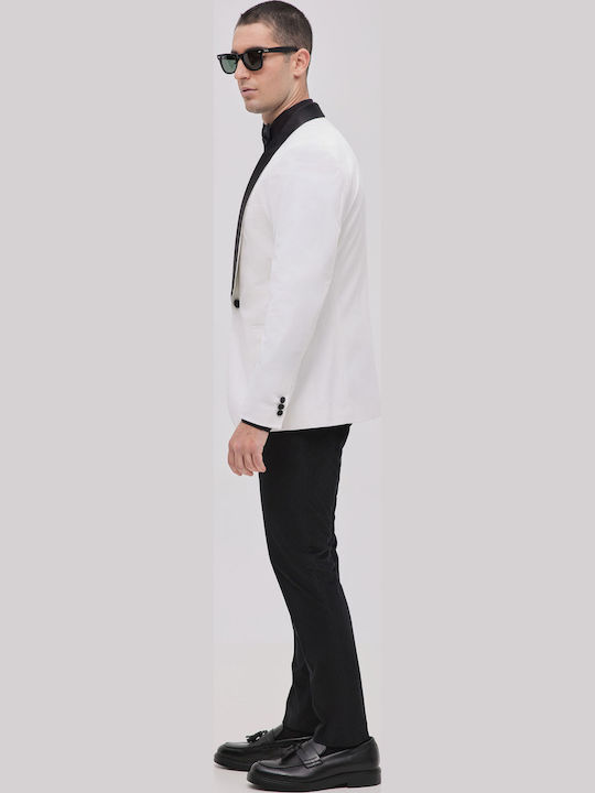 Men's Winter Suit Jacket Slim Fit White