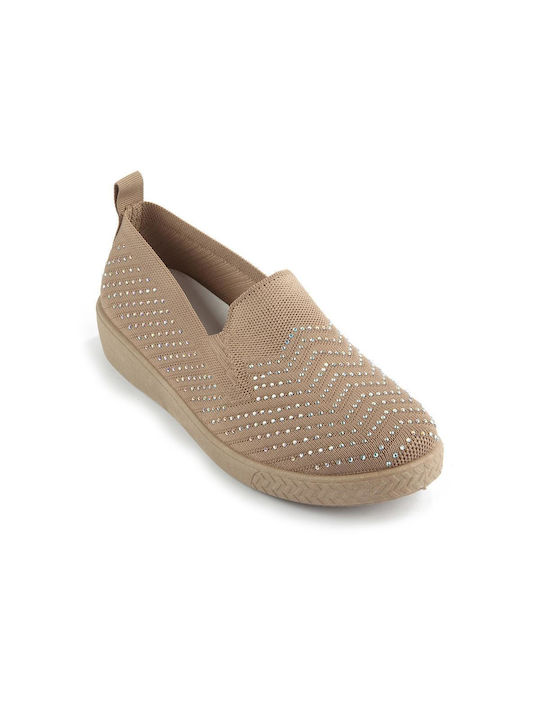 Fshoes Women's Slip-Ons Beige