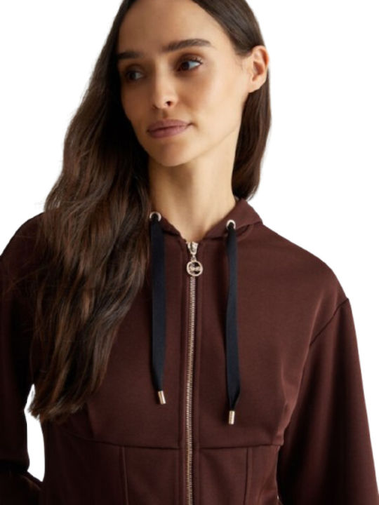 Women's Cardigan with Zipper Brown