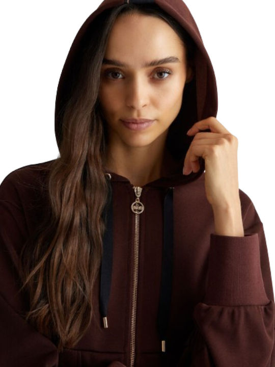 Women's Cardigan with Zipper Brown