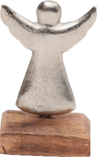 InTheBox Weihnachtliche Holz Figur Cherub Silber Höhe 13cm 6Stück Holly