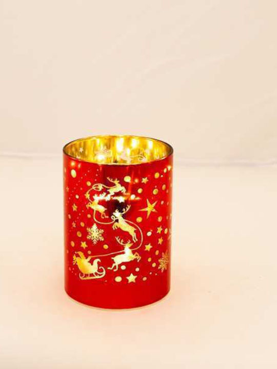 Glass Decorative Red Lighted Stars 9x12cm