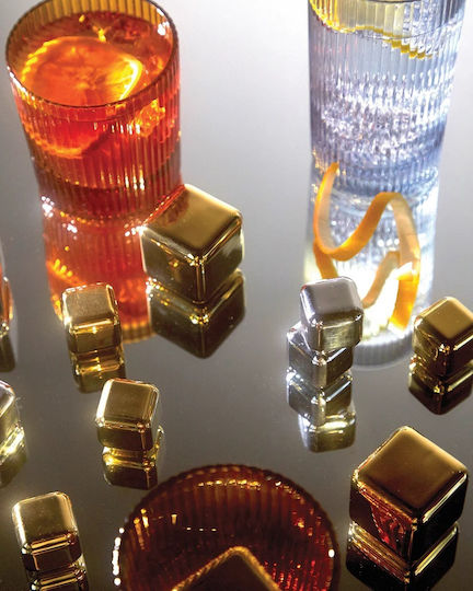 Σετ Παγάκια Ανοξείδωτο Ατσάλι Χρυσό Jupiter Coctail Chillers Gold Hhc113