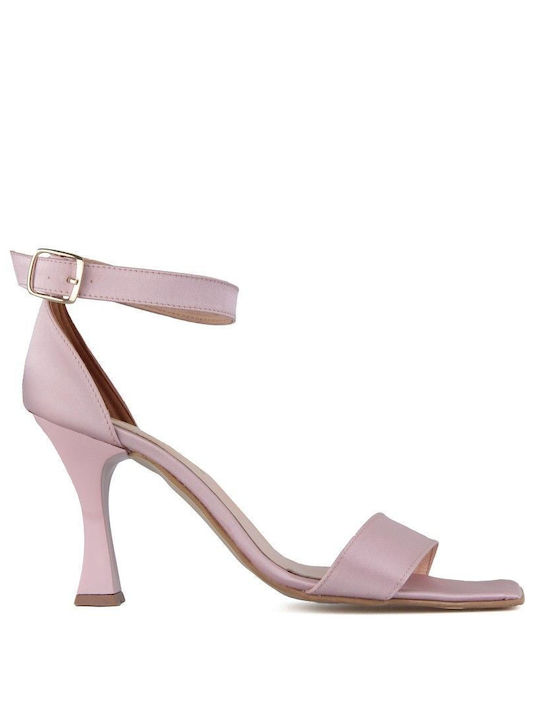 Pink Satin Sandal with Pink Strap