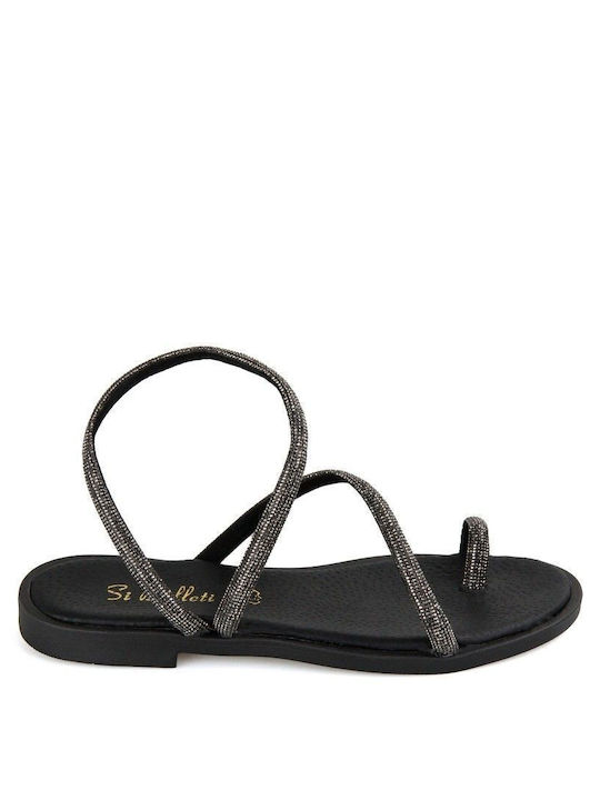 Silia D Women's Flat Sandals in Black Color