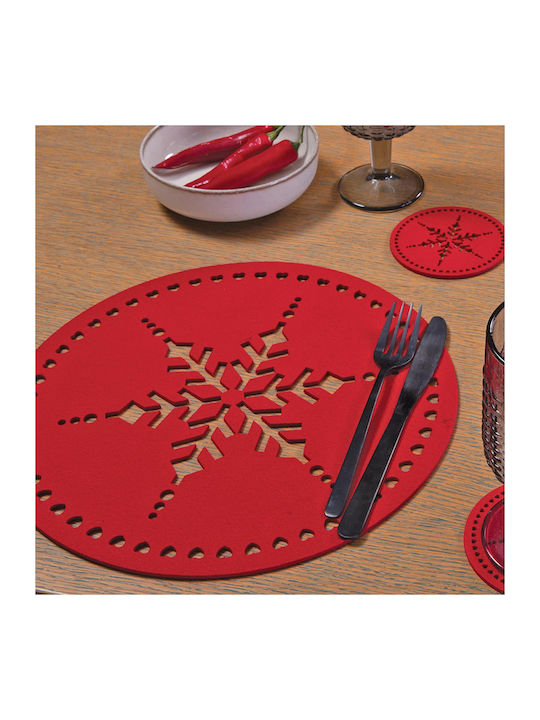 Nef-Nef Homeware Snow Set Weihnachtliche Platzsets Rot L32xB32xD32cm. 2Stück