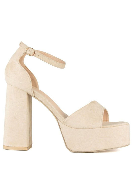 Silia D Platform Suede Women's Sandals Beige