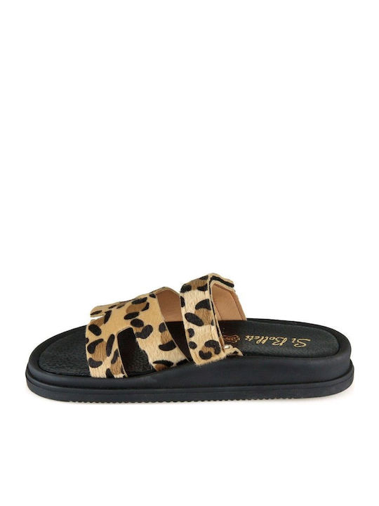 Δερμάτινα Γυναικεία Σανδάλια Flatforms Καφέ