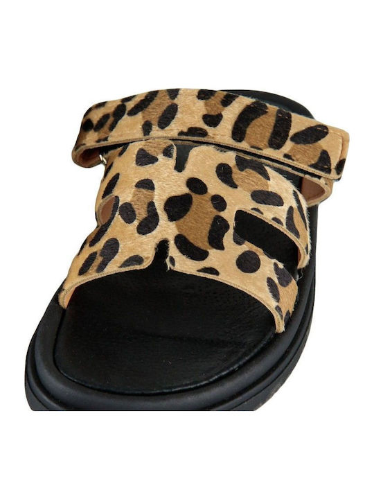 Δερμάτινα Γυναικεία Σανδάλια Flatforms Καφέ