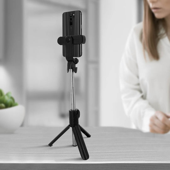 Selfie-Stick-Stativ Bluetooth-Fernbedienung Ausziehbarer Arm 68 cm Schwarz