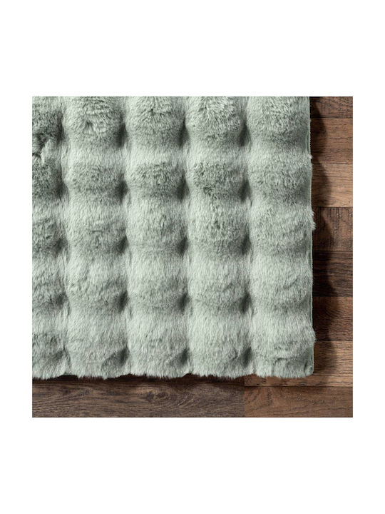 Saray Home Solid Design Rutschfest Teppich Rechteckig Pelzige Mint