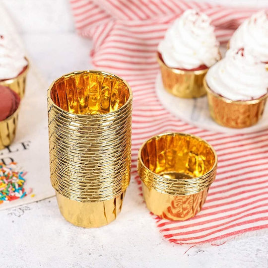 Set 50 forme de brioșe din aluminiu Zola 3,5 X 6 cm aurii