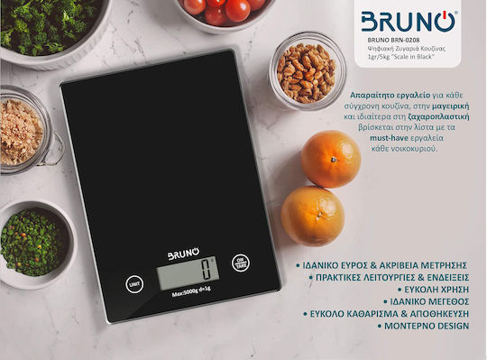 Bruno Digital Kitchen Scale 1gr/5kg Black