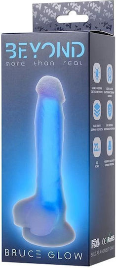 ToyFa Glass Dildo with Balls and Suction Cup Blue 16.5cm