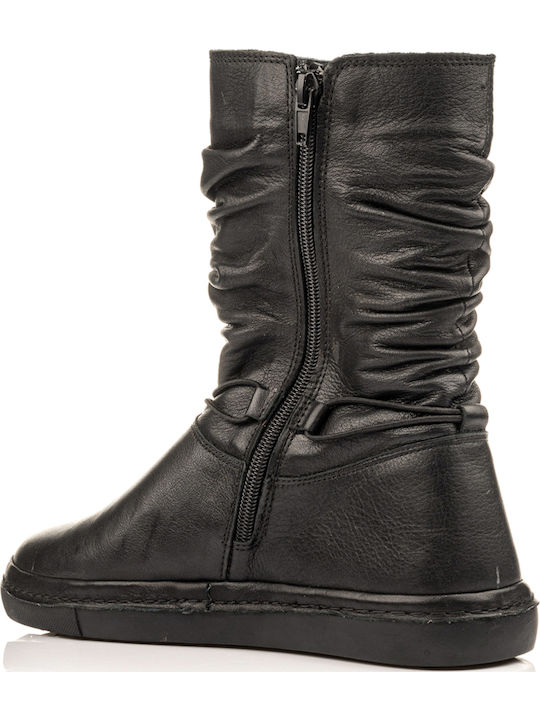 Leder Stiefeletten Damen Schwarz