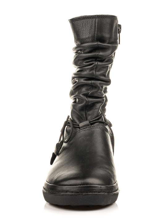 Leder Stiefeletten Damen Schwarz