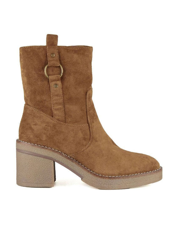 Camel Suede Ankle Boot