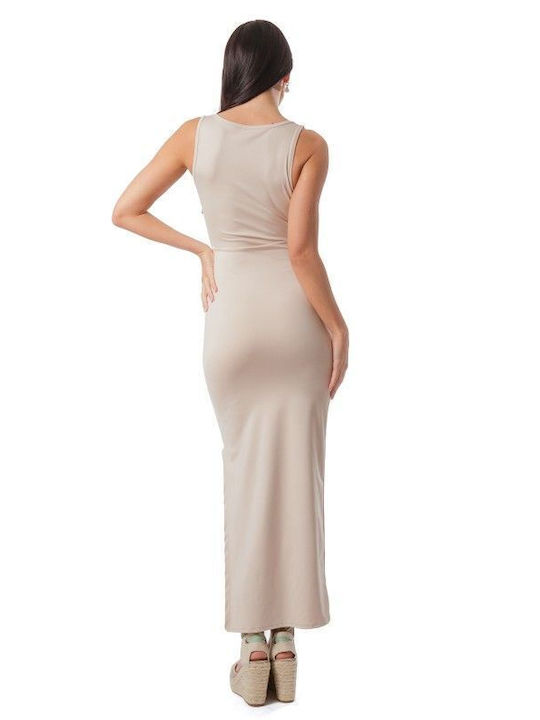 Sommer Maxi Damenkleid mit Tränen Beiges