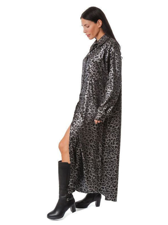 Maxi Abend Hemdkleid Silber