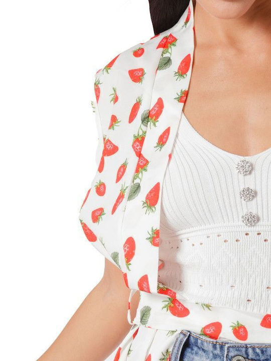 Weißes Midi-Kleid mit Kimono-Prints
