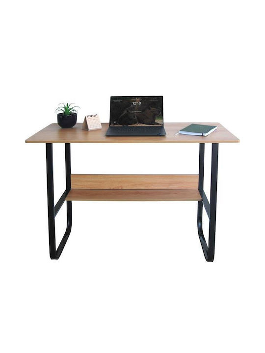 Desk Wooden Black Velvet-Black Metal with Metal Legs 100x45x72cm