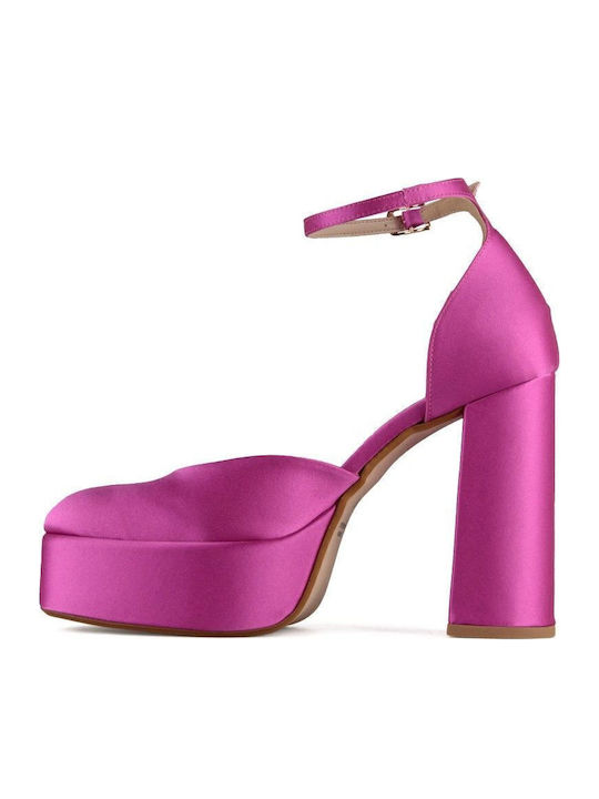 Fuchsia Satin Pump with Strap