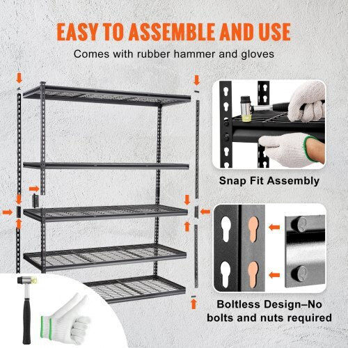 Vevor Dexion Shelf 152.4x61x198.1cm with 5 Shelves Total Load Capacity 905kg