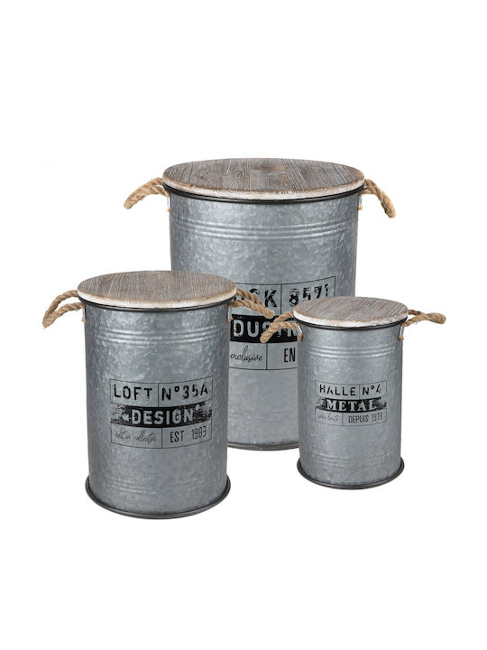 Σετ Μεταλλικά Κουτιά Αποθήκευσης 3 Τμχ 27x41 Cm 33,5x47 Cm 40x52 Cm Urban Living 54156