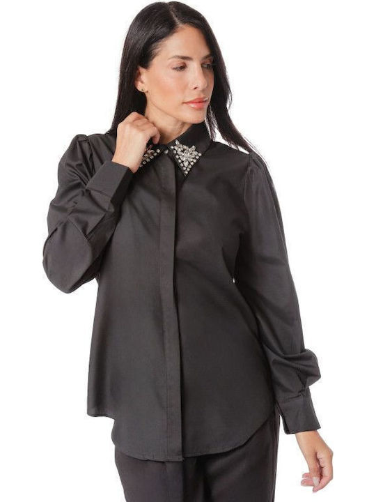 Black Shirt with Decorative Stones